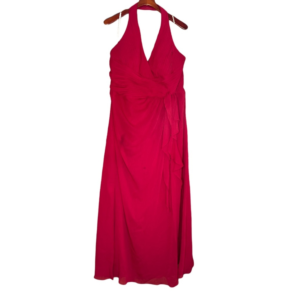 David’s Bridal Chiffon Halter Dress Red Apple Size 20